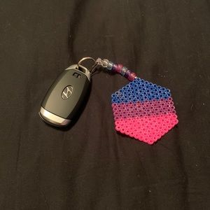 LGBTQ Flag Color Hexagon Perler Keychain